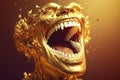 Mouth full of gold teeth, created with Generative AI technology