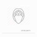 Mouth icon isolated. Single thin line symbol of oral cavity.