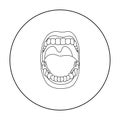 Mouth icon in outline style isolated on white background. Organs symbol stock vector illustration. Royalty Free Stock Photo