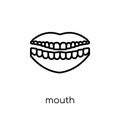 Mouth icon. Trendy modern flat linear vector Mouth icon on white Royalty Free Stock Photo