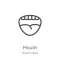 mouth icon vector from human organs collection. Thin line mouth outline icon vector illustration. Outline, thin line mouth icon