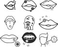 Mouth infection icon, Infected mouth icon, Mouth black vector icon set.