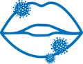 Mouth infection icon, Infected mouth icon, Mouth blue vector icon.