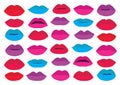 Mouth Lips close up design element isolated collection stylish colorful different shades of lipstick beauty make up expressing dif