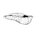 mouth, lips sketch vector illustration line art