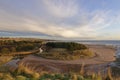 The mouth of the  Lunan Water, with the winding river gently running into the North Sea Royalty Free Stock Photo