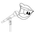 Mouth and microphone black and white Royalty Free Stock Photo