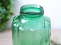 Mouth opening glass jar mouth blown green