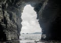 Mouth of Sangjogam cave the elected rock that its shape look like table in Sangjogam Country Park