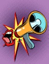Mouth screaming into a megaphone Royalty Free Stock Photo