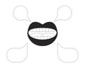 Mouth speaking with empty speech bubbles 2D line object Royalty Free Stock Photo