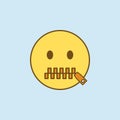 mouth to lock 2 colored line icon. Simple yellow and brown element illustration. mouth to lock concept outline symbol design from