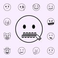 mouth to lock icon. Emoji icons universal set for web and mobile