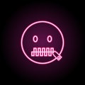 Mouth to lock neon icon. Simple thin line, outline vector of emoji icons for ui and ux, website or mobile application