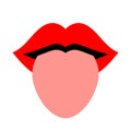 Mouth and tongue vector icon