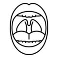 Mouth tonsillitis icon outline vector. Tonsil anatomy