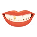 Mouth tooth gem icon cartoon vector. Dental care