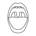 Mouth vector icon.Outline,line vector icon isolated on white background mouth.