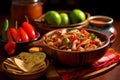 Sizzling Chicken Fajitas with Peppers and Lime Royalty Free Stock Photo