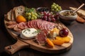 mouth-watering charcuterie plate on wooden board