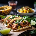 Mouth-watering Close-up Shot of Mexican Tacos al Pastor Royalty Free Stock Photo