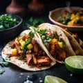 Mouth-watering Close-up Shot of Mexican Tacos al Pastor Royalty Free Stock Photo