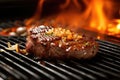 Mouthwatering Delight: A Close-Up of a Sizzling Beef Steak on a Hot Stove