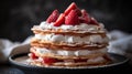 Fluffy Buttermilk Waffles with Strawberries and Whipped Cream