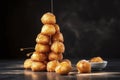 A mouth-watering tower of delicate croquembouches, filled with caramel.Â 