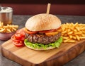 Mouth-Watering Gourmet Burger: Culinary Delight Royalty Free Stock Photo