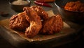 Crispy Buttermilk Fried Chicken. AI generative.