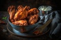 Crispy Buttermilk Fried Chicken. AI generative.