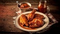 Crispy Buttermilk Fried Chicken. AI generative.