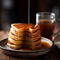 Delicious Pancakes with Maple Syrup and Coffee