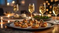 Elegant New Years Eve Hors doeuvres on Modern Table