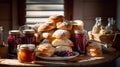 Artisan Bakery Display with Fresh Bread, Croissants, and Bagels