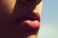 Mouth of woman with adorable, plump lips