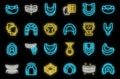 Mouthguard icons set vector neon