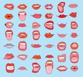 Mouths collection in different expressions. icon illustration Royalty Free Stock Photo