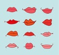 Mouths collection in different expressions. icon illustration Royalty Free Stock Photo