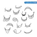 Mouths collection in different expressions. icon illustration Royalty Free Stock Photo