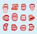 Mouths collection in different expressions. icon illustration Royalty Free Stock Photo