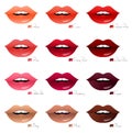 Mouths with different shades of lipsticks