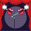 Mouths talking microphone stage light stand up comedy show