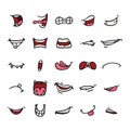 Mouths vector set in different positions.