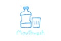 Mouthwash bottle and glass - crayon drawing