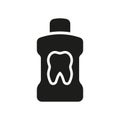 Mouthwash Bottle Silhouette Icon. Oral Rinse Glyph Pictogram. Dentistry Mouthwash Symbol. Laundered Clean and Freshness