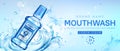 Mouthwash bottle in water splash promo poster