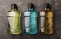 Mouthwash bottles. Product for dental care Royalty Free Stock Photo
