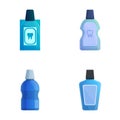 Mouthwash icons set cartoon vector. Mint liquid for rinsing mouth